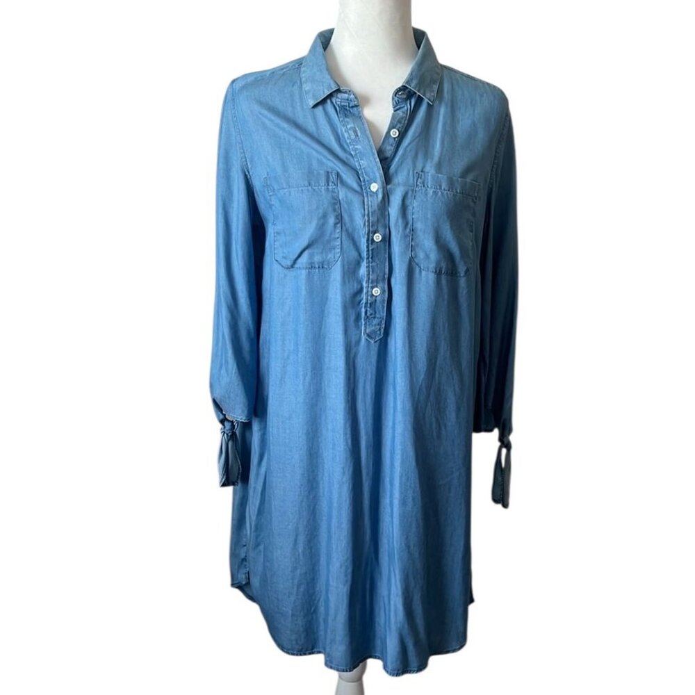 NWT Tommy Hilfiger Lyocell  3/4 Sleeves Shirt Dress Back Stripes Medium Reg. $99